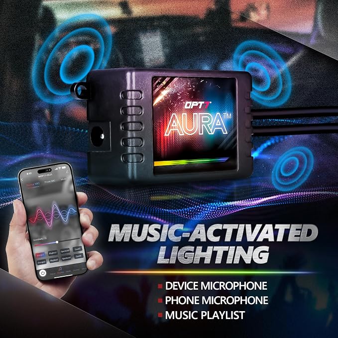 OPT7 Aura Pro Double Glow Interior Sports Car Lights with App & Remote | Ultra Bright Ambient Glow, Multicolor Double LED Strips, Car Meet Decor, 12V JDM Accessories, Music Sync Lighting, 4PC Kit - Image 8