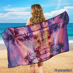 Horeset Sunset Palm Tree Car Seat Towel Cover – Quick-Dry & Washable Front Seat Protector, Universal Fit for Cars SUVs Trucks Sedans Vans, Hawaii Tropical Design - Image 4