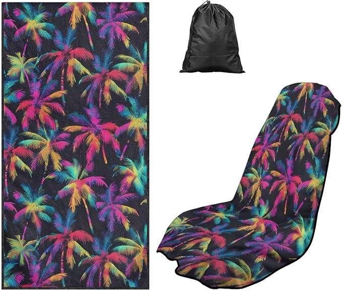 Car Towel Seat Cover Colorful Palm Trees Car Seat Cover Protector 1 Piece Breathable Cars Accessories Comfortable Universal Fit for Car SUV Van by Aplkyhs