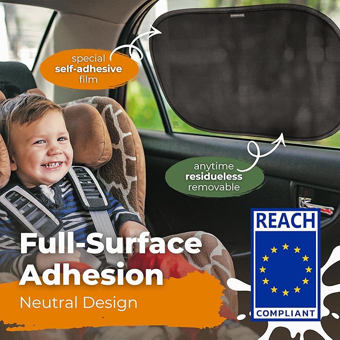 CARAMAZ Car Window Shade for Baby with Certified UV-Protection 2 Pack - 20"x12" - Image 2