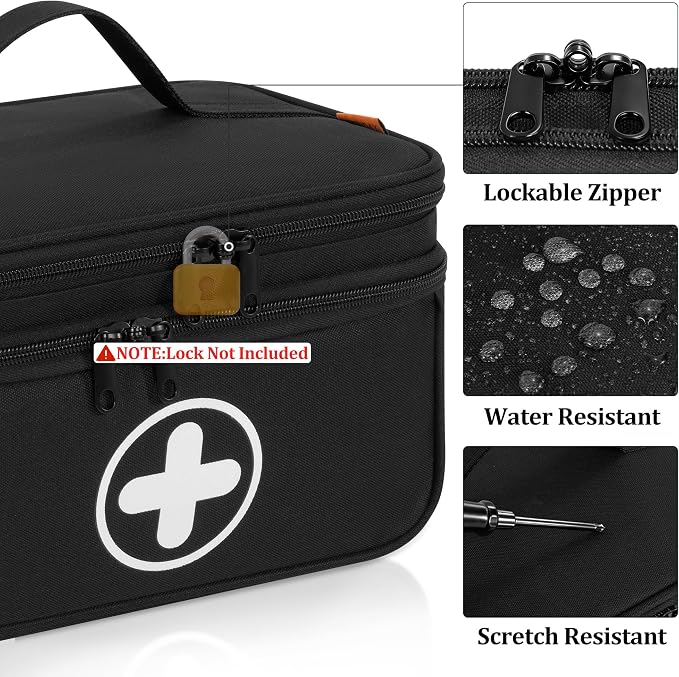 Medicine Storage Bag, 2 Layer Pill Bottle Organizer Storage Bag Empty | Lockable Medical Travel Bag with Adjustable Divider, Suitable for Pills, Vitamins, Fish Oil, Medical Supplies - Image 7