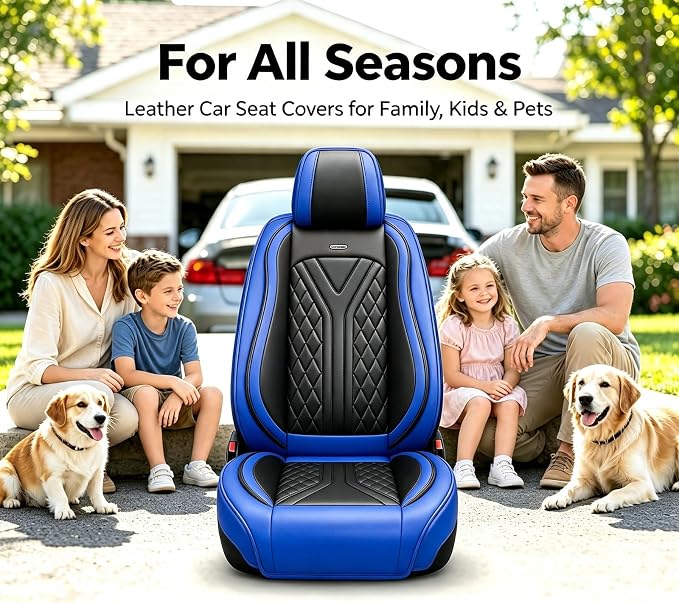 for GMC Terrain 2010-2025 2026 Car Seat Covers, Full Set, Blue | Luxury Full Coverage Leather Seat Protectors, Waterproof Breathable, Non-Slip, Easy to Install, Airbag Compatible, All-Season - Image 9