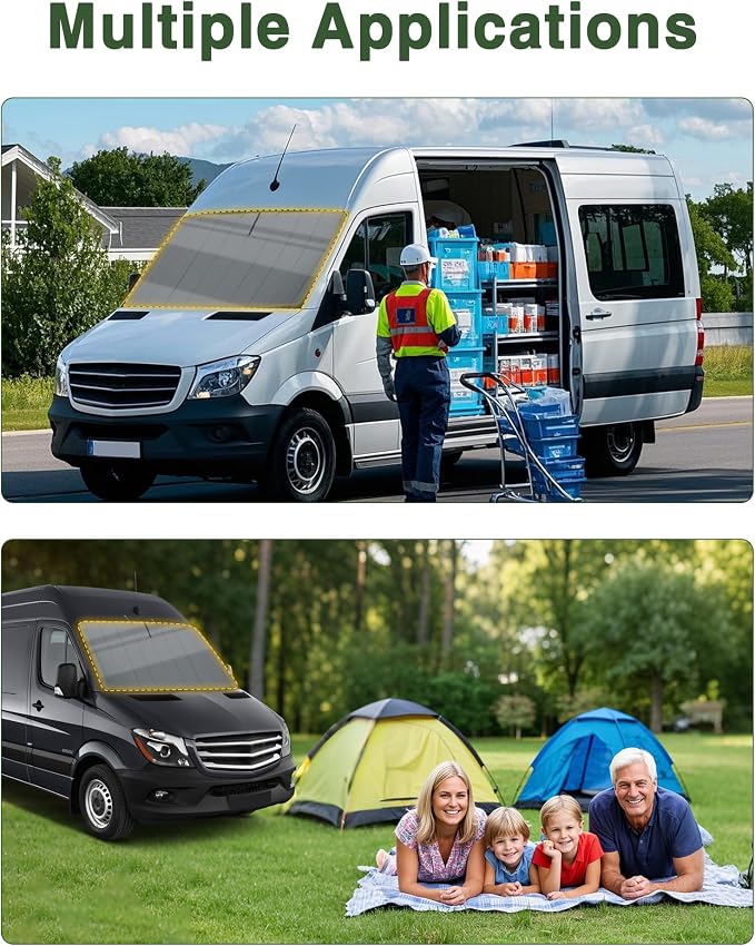Insulated Windshield Cover Fit for Mercedes Sprinter NCV3 & VS30 | 2007-2026, Blackout Privacy & Thermal Insulation Van Front Windshield Shades, All-Season for Van Life, Camping, Gray - Image 9