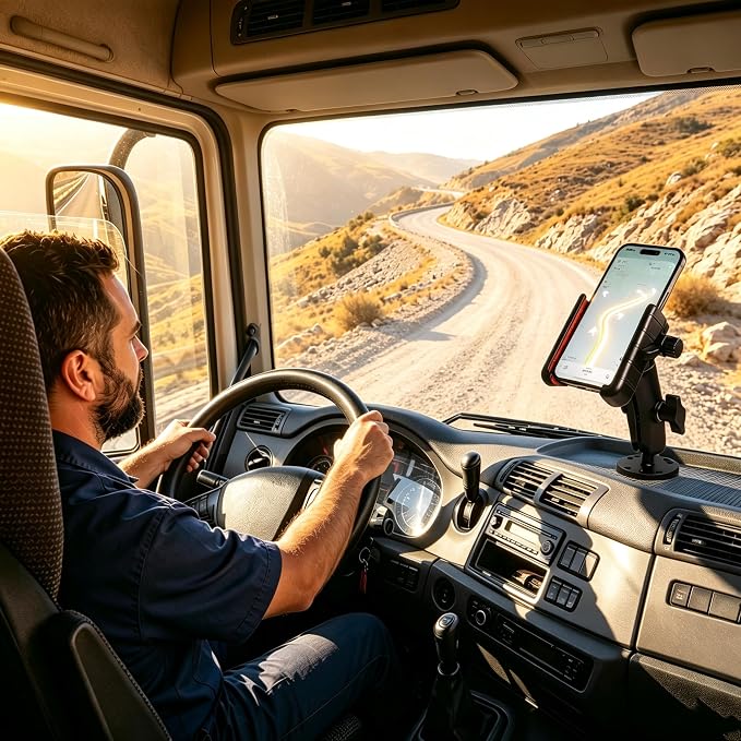 Cell Phone Mount Holder for Boat/Truck/Wall/Desk/Car/Van Dashboard, 360°Rotation & Secure Lock Clamp Stand with Drill-Base Mount Compatible with 4"-7.2" iPhone/Huawei/HTC/LG/Nexus/Samsung - Image 2