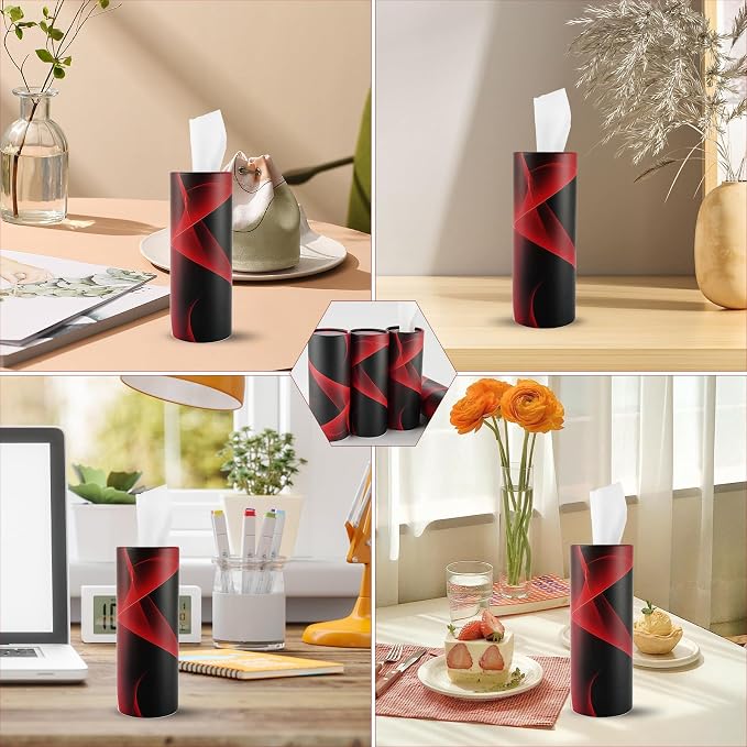 SINGARO Car Tissue Holder, 4 Pack Car Cup Holder Facial Tissues with Travel Tissue Bag, Quick and Convenient Flower Combination Car Tissue Box(4 Canisters/200 Tissues) Black - Red - Image 6