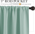 RYB HOME Blackout French Door Window Curtain Coverings, Rod Pocket | Thermal Insulated, Privacy Protection, Non See Through, Drapes for Small Window Bathroom Kitchen, W29 x L45, Aqua, 2 Panels - Image 2