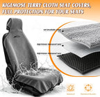 2 Pack Towel Car Seat Covers, Waterproof Washable Front Seat Protectors with Soft Terry Cloth, Non-Slip Backing, Universal Fit for Cars SUVs Trucks,Gym,Beach,Pets, Kids,Road Trips (Gray) - Image 4