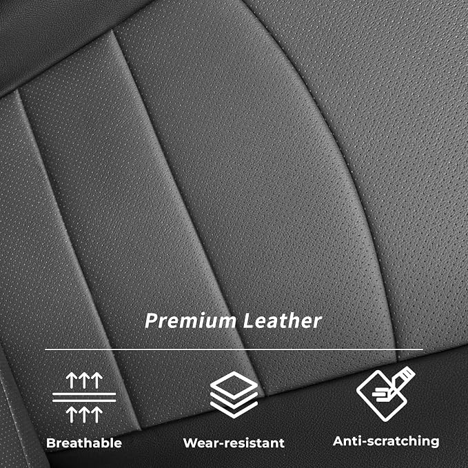 coverdream Full Set Leather Seat Covers for 2014-2019 Toyota Corolla L,LE,LE Eco Plus,LE Plus,Fully Covered,Airbag Compatible Waterproof Car Seat Protector (Black/Gray) - Image 7