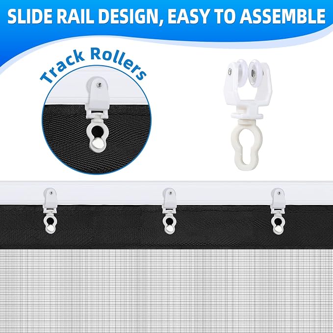 Sliding Garage Door Screen 2 Car with Track Closure 16x7Ft Retractable | Retractable Privacy Curtain Keep Annoying Animals Out Easy Install Heavy Duty Fiberglass Mesh Net for 2 Car Garage B1 - Image 6