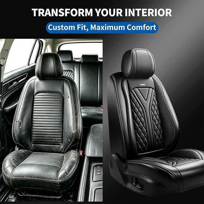 for Subaru Impreza 2012-2026 Car Seat Covers, Full Set, Black | Luxury Full Coverage Leather Seat Protectors, Waterproof Breathable, Non-Slip, Easy to Install, Airbag Compatible, All-Season - Image 5