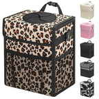 Capolo Car Trash Can with Lid, Leakproof Car Garbage Can Car Trash Bag | Waterproof, Trash Can for Car, 3 Mesh Pockets, Mini Hanging Vehicle Car Trash Bin, for Back/Front Seat (Leopard,2.5 Gal) by Capolo