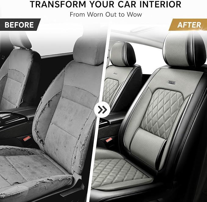 for Subaru Forester 2009-2026 Car Seat Covers, Full Set, Gray | Luxury Full Coverage Leather Seat Protectors, Waterproof Breathable, Non-Slip, Easy to Install, Airbag Compatible, All-Season - Image 4