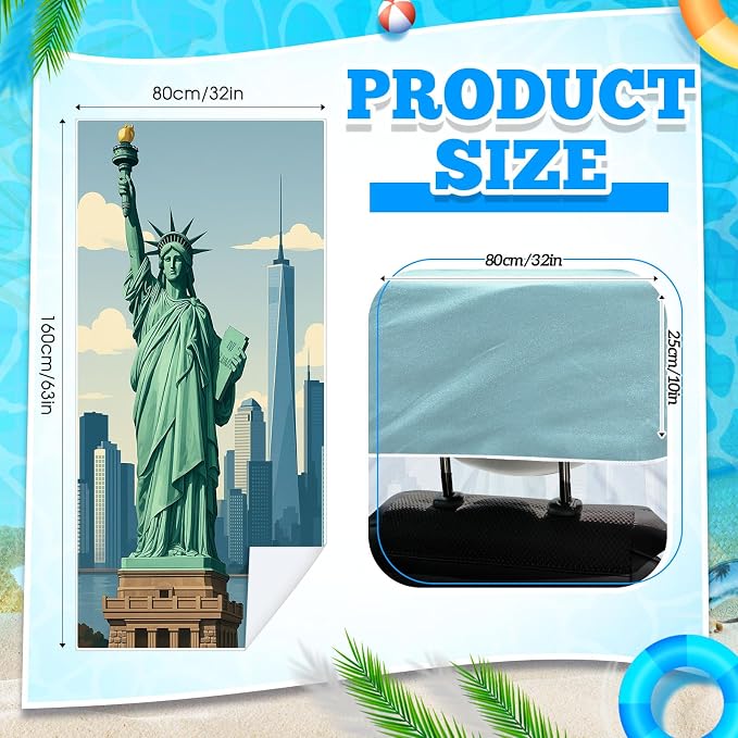 Hahafelt 2 Pack Car Seat Towel Covers with Storage Bag, 63 x 32 Inch Universal Non Slip Waterproof Sweat Protector for Car Truck, Gym Swimming Running, Machine Washable (Statue of Liberty) - Image 2