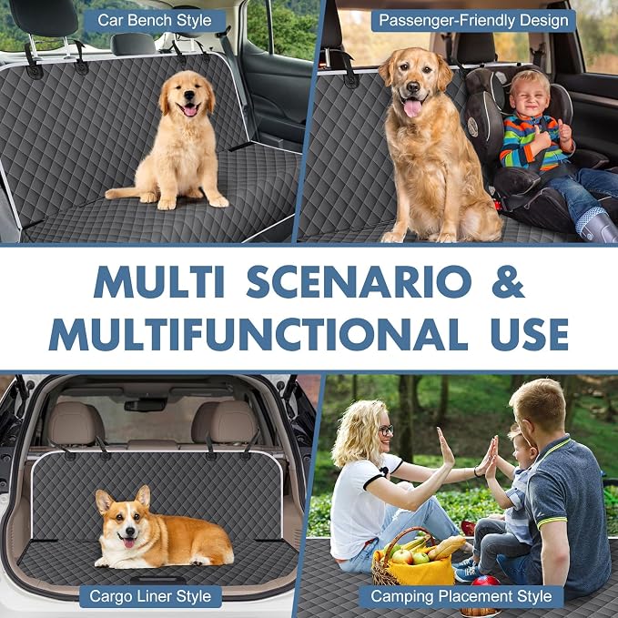Waterproof Dog Backseat Cover for Cars, Non-Slip Pet Seat Protector,M-Grey - Image 6