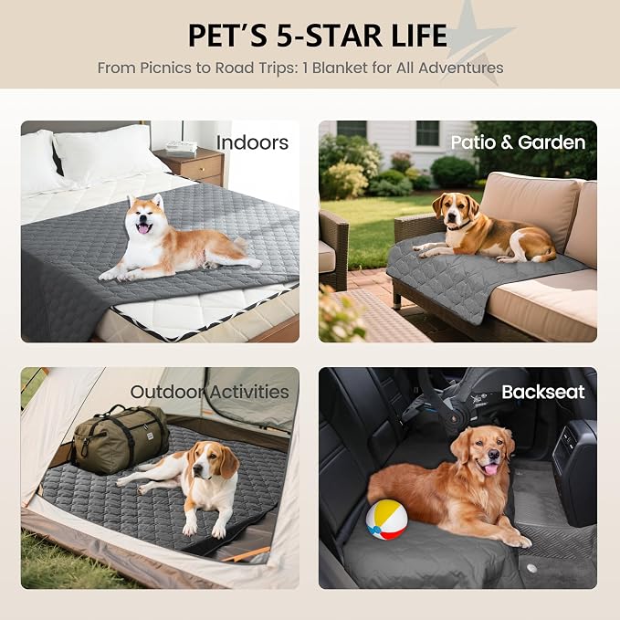 gogobunny Waterproof Dog Blankets for Large Dogs, Pet Bed Cover Breathable | Washable Pee Pads, Quilted Throw Blanket, Furniture Protector for Couch Sofa Bed Car, 82x82 Inch Dark Grey - Image 5