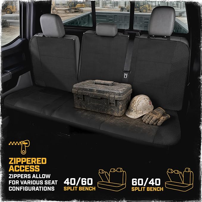 CAT MeshFlex Seat Covers Full Set for Full-Size Pickup Trucks Only - Black | Front Bucket Seat Covers & 60/40 Split Rear Bench Protector – Interior Accessories For F-150, Silverado, Ram, Sierra & Tundra - Image 6