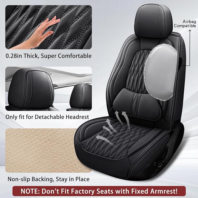 WELLDO Car Seat Covers, Black, w02 | Waterproof, Scratch-Resistant, Breathable & Easy to Clean, Universal Fit for SUV Sedan Truck, Full Set - Image 3