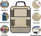 Backseat Car Organizer w/ 10 Storage Pockets 11" Tablet Holder, 2 PCS Beige | Car Organizers and Storage Kick Mats Back Seat Protector w/ Touch Screen Tablet Holder for Kids Toddlers, Travel Accessories - Image 2