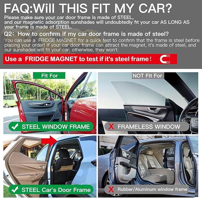Ovege Car Window Shade 2pcs -Car Side Window Sun Shade Baby UV Protection Privacy Suction Magnetic (Back Seat 2pcs), Semi-Transparent - Image 3
