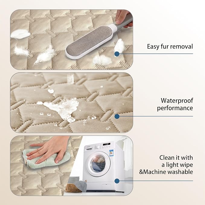 gogobunny Waterproof Dog Blanket, Couch Covers for Sofa, Reusable Pee Pads | Wear Resistant, Leakproof Sofa Cover for Pets, Anti-Pilling, Hypoallergenic, Machine Washable, 30x90 Inch Dark Beige - Image 4