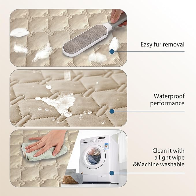 gogobunny 3X Stronger Waterproof Pet Blanket, Scratch Proof Furniture Protector for Dogs Cats, Reversible Cover 68x82 Inch, Dark Beige - Image 6