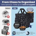 Rubyloo Original Doggy Bag™ Dog Travel Bag for Supplies with Travel Bowls | 2 BPA-Free Collapsible Bowls, 2 Pet Food Containers, TSA-Ready, Road Trips, Camping, Weekend Getaways, Doggy Gift, Paw Print - Image 5