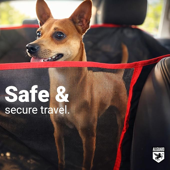 Dog Car Seat Cover for Back Seat, Waterproof, Scratchproof, Nonslip, Dog Hammock for Car, Safety Harness Included, Seat Covers for Pet Dogs, Standard Size (Black/Red) - Image 4