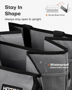 HOTOR Trunk Organizer - Foldable Car Organizer for SUVs & Sedans Storage | Sturdy Car Organization for Men & Women, Car Accessories, Tools, Sundries, Grey, 2 Compartments, 21.3" x 12.6" x 10.6" - Image 4