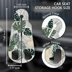 Blusabaca 2PCS Car Seat Headrest Hooks, Purses Bags Holder, Tropical Leaf | PU Leather, Double Metal Back Storage Hangers for Grocery Bags Handbags Bottles Coats Phones, Car Accessories Organization - Image 5