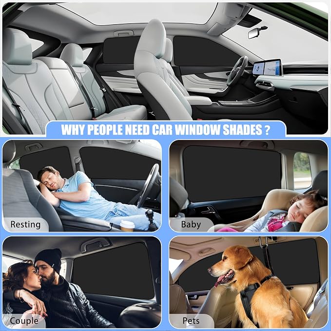 ZATOOTO Side Window Sunshade for Protecting Privacy,Magnetic Universal Fit | Black Side for Heat Absorption & Privacy,Silver Side for Sun Reflection & Cooling,Magnetic Quick, Effortless Installation - Image 2