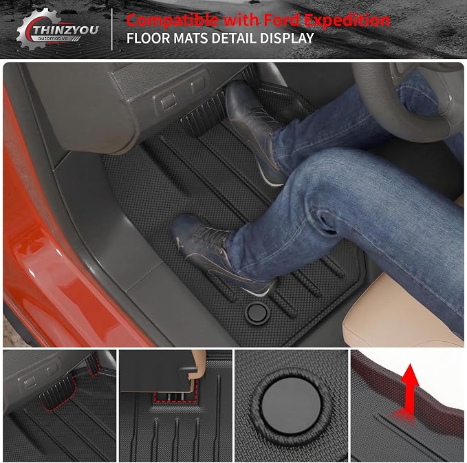 Floor Mats for 2018-2024 Ford Expedition (Not for Max Models) | Trunk Mat Cargo Mat Cargo Liner TPE All Weather 2023 Expedition 7 Seats Accessories - Image 4