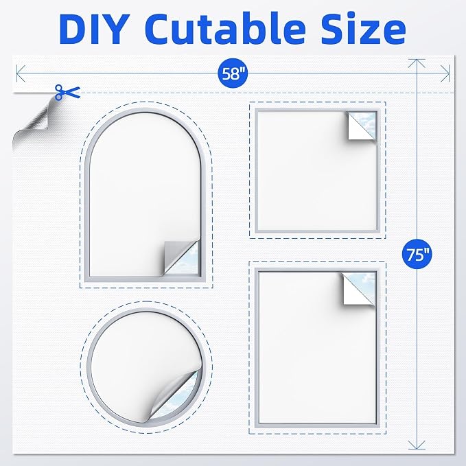 Magnetic Blackout Window Cover, Portable 100% Blackout Curtains for Bedroom | 75" x 58" Blackout Blinds No Drill with Strong Magnets, Temporary Blackout Shades for Windows Film RV Travel Skylight - White - Image 5