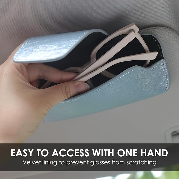 Sunglass Holder for Car Visor, Car Sunglasses Holder Leather, Eyeglasses Holder Glasses Storage Case Visor Accessories - Image 4