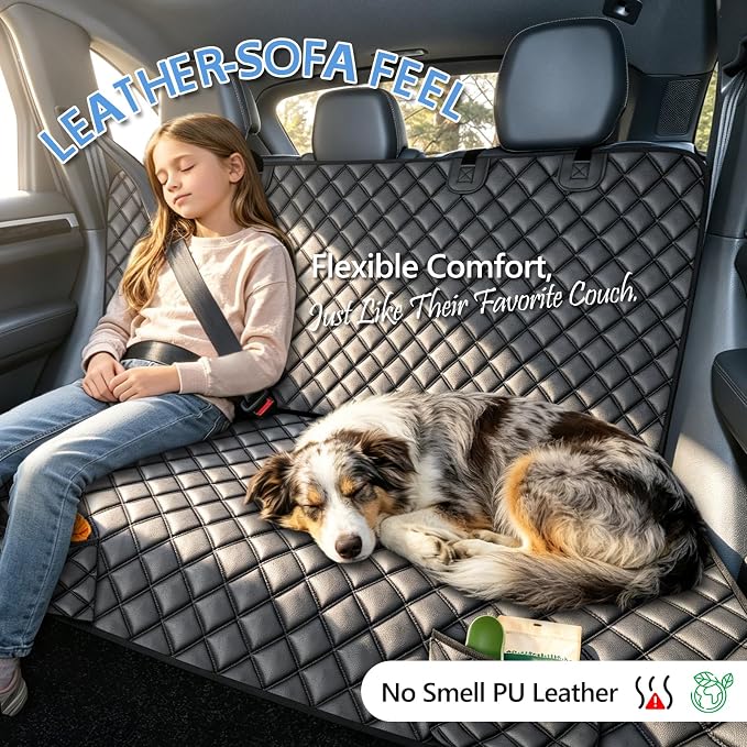 Pet Bench Seat Covers for Crew Cab Trucks,PU Leather Truck Back Seat Cover | Heavy Duty, for F150/Chevrolet Silverado/Ram1500/GMC Sierra/Toyota, Under Child Car Seat, with Storage Pockets, Waterproof - Image 7