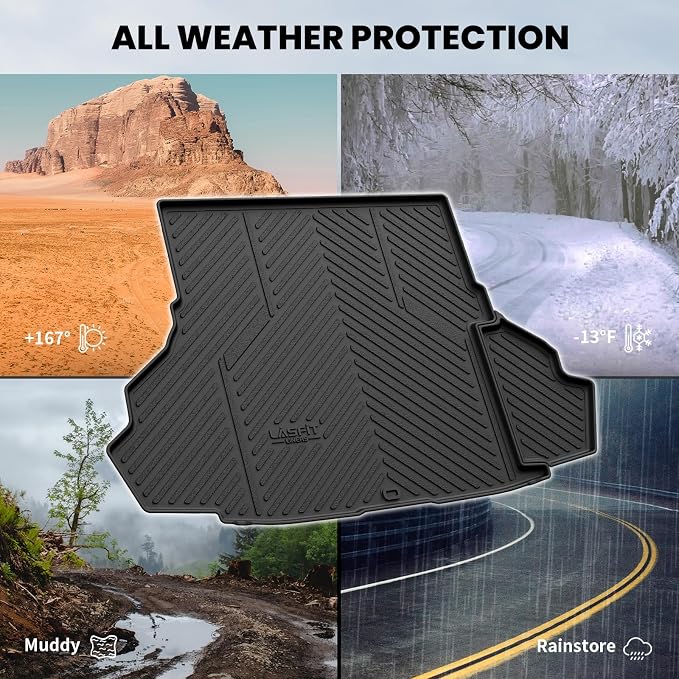 LASFIT Cargo Mat for Ford Mustang 2015-2023 with or Without Subwoofer | Trunk Liner Custom Fit All Weather Protector TPE One-Piece Design Easy Installation Easy Clean Trunk Mat, 1pc Black - Image 6