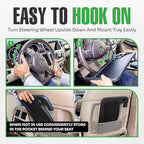 lebogner Steering Wheel Tray, Car Tray for Eating, Hook On Steering Wheel Desk for Food, Laptop and Car Accessories, Car Road Trip Must Haves Gadgets Car Table (Light Blue, with Tablet Slot) - Image 4