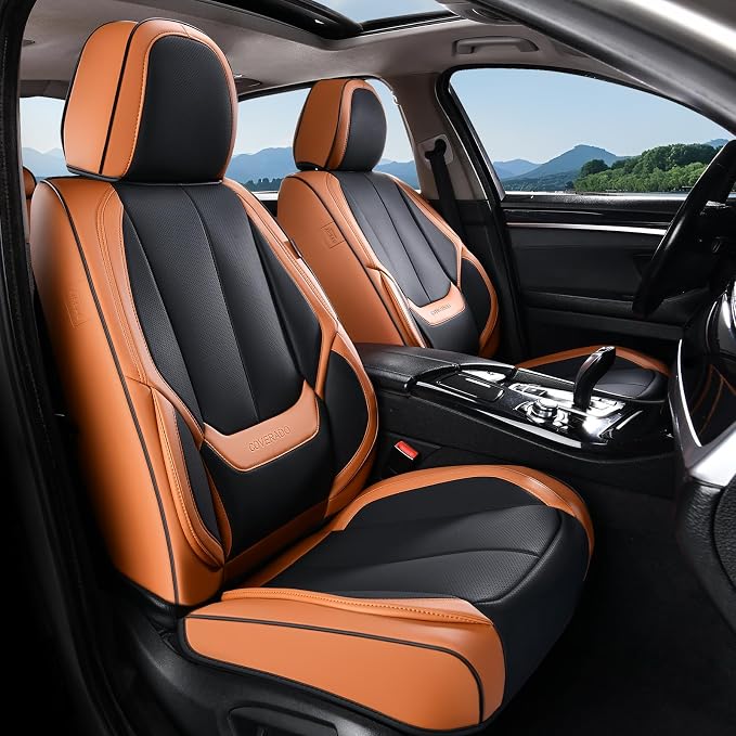 Coverado Car Seat Covers, Seat Covers for Cars, Waterproof Leather Auto Seat Protectors, Leather Car Seat Cushion, Car Interiors Accessories Universal Fit for Most Cars - Image 2