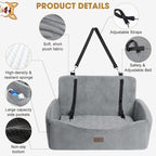 JOEJOY Dog Car Seat for Large Medium Sized Dogs Under 55 lbs, Dog Booster Seat for 2 Small Dogs with Detachable Washable Cover, Memory Foam Pet Car Seat with 2 Safety Belts and Storage Pockets - Image 4