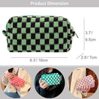 PAZIMIIK Checkered Makeup Bag for Purse Portable Zipper Make Up Pouch Small Cosmetic Case for Travel Accessories (Green Black) | Cute Zipper Makeup Organizer for Women, Travel Essentials, Toiletries, Makeup Brushes, Beauty Accessories&Bridesmaid Gifts - Image 3