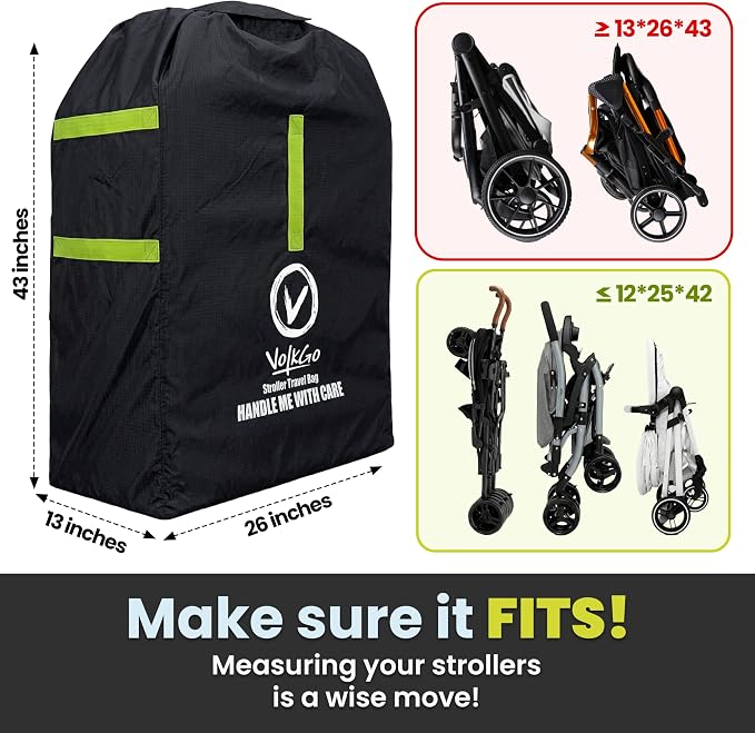 Large Stroller Bag for Airplane, Large Cover for Airtravel, Jogger & Umbrella Stroller Cover for Travel - Fits Wide, Gate Check Bag, Heavy Duty Durable Infant carrier covers for Air Travel - Image 2