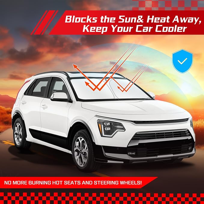 ARISMOTOR Windshield Sun Shade for Kia NIRO 2017-2024 | Custom Fit, Foldable Front Window Sunshade Sun Visor Protector, Block UV Rays, Keep Car Cooler - Image 7