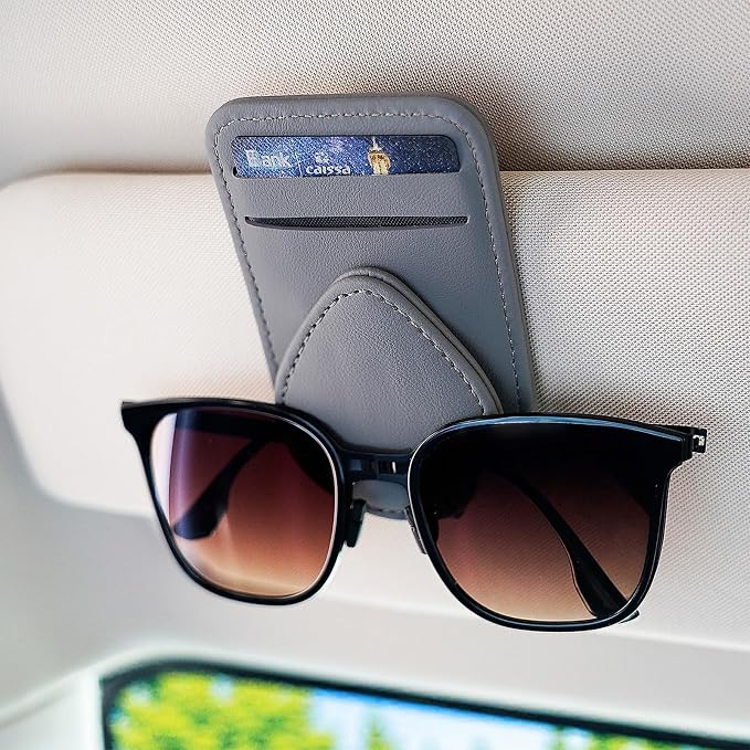 Visor Card Holder for Car Visor, 2 Card Slots Visor Glasses Clip, Strong Magnetic Visor Holder, Visor Accessories for Cars SUV(Gray1Pcs) by Herrontown