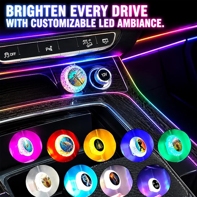 Dragonfly USB LED Car Portable Interior Multi-Color Atmosphere Lamp | Portable Mini LED Night Light Auto Ambient Lighting, Universal Vehicle Bedroom Decor Car Accessories Gifts for Women Men - Image 5