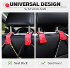 SINGARO Universal 2 Pack Car Seat Headrest Purse Hook, Carbon Fiber Back Seat Hook Storage Organizer Hanger for Purse Handbag Coat, Car Interior Accessories(Red) - Image 4
