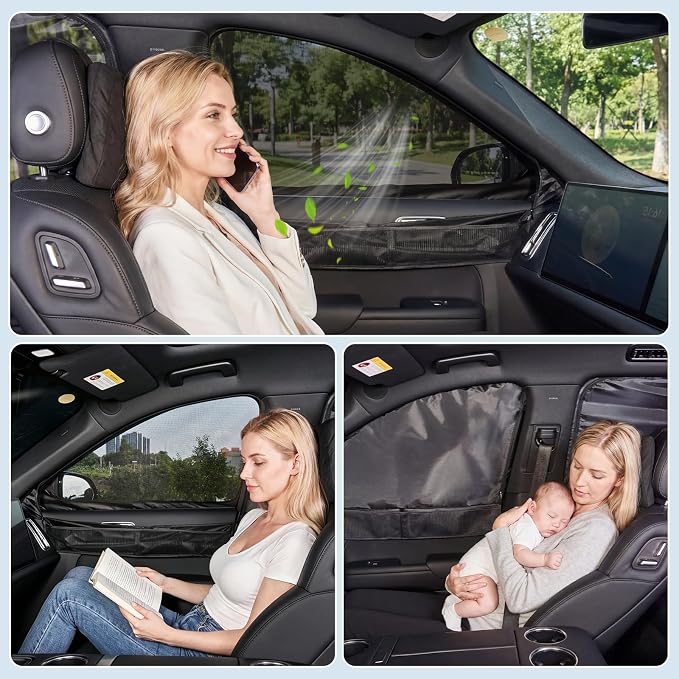 Side Window Screen Sun Shades Compatible with Chevy Silverado 2020-2026 | 2-in-1 Car Window Screen & Sun Shades Cover, Breathable Mesh Shade Heat & Privacy Protector for Camping, Sleeping & Rest - Image 6