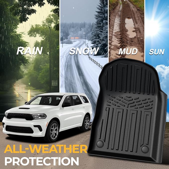 Floor Mats for 2016-2026 Dodge Durango 6-Seats Accessories | Captain Seats, Full-Coverage Mats Set with Cargo Liner & Backrest Mat, Odorless TPE, All-Weather Protection, 3D Laser Fit - Image 8