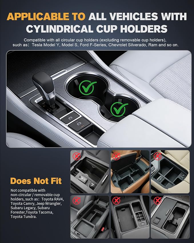 Car Desk for Laptop, Car Table & Car Tray with 360° Rotating Cup Holder, Adjustable Height Car Food Tray, As Car Table Tray or Car Seat Tray, Compatible with Tesla Model 3/Y/S, Ford/Most Vehicles - Image 3