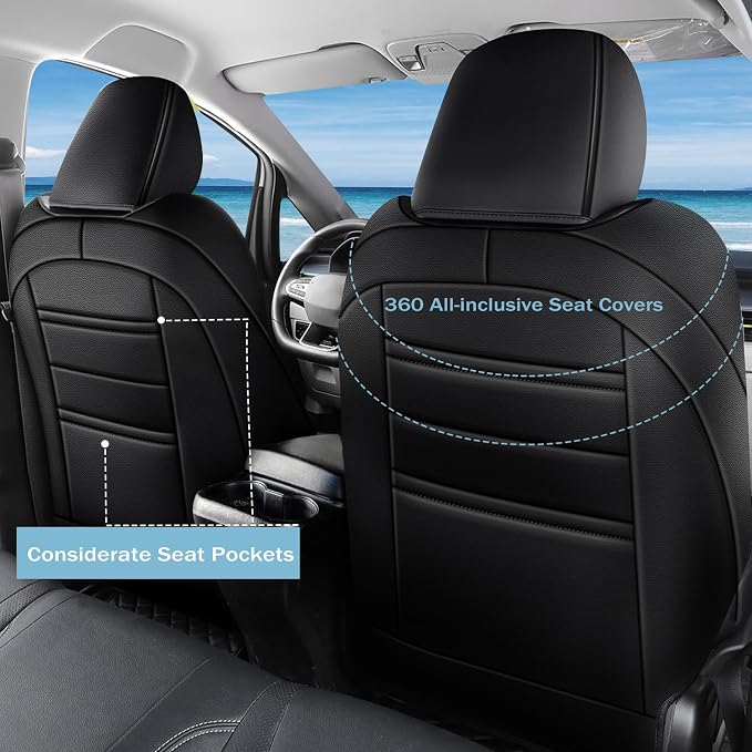 Seat Covers for Honda HRV 2019-2022 Sport/EX/EXL/Touring | Custom Fit for HR-V 2019 2020 2021 2022(Not for LX),Waterproof Anti-Slip -Full set Faux Leather Black - Image 3