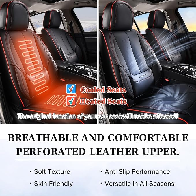 Coverado Car Seat Covers Full Set, Seat Covers for Cars, Black Car Seat Covers Front Seats and Back Car Seat Protector Waterproof, Leather Car Seat Cushion Universal Fit for Most Cars Blue - Image 9