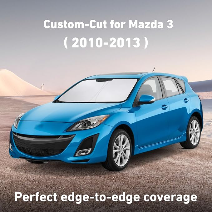 EcoNour Windshield Sunshade Compatible for Mazda 3 2010-2011 2012 2013 | Sun Visor for Front Windshield & Window Sun Shade Cover, UV Heat Blocker & Protector, Car Accessories - Image 2